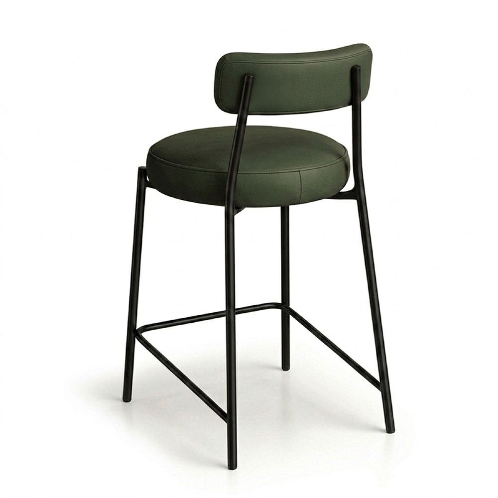Banqueta Cozinha Média Estofada Kit 6 Torino Sintético Verde/Preto I01 - Mpozenato