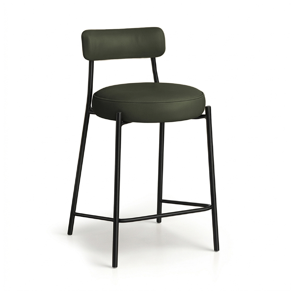 Banqueta Cozinha Média Estofada Torino Sintético Verde/Preto I01 - Mpozenato