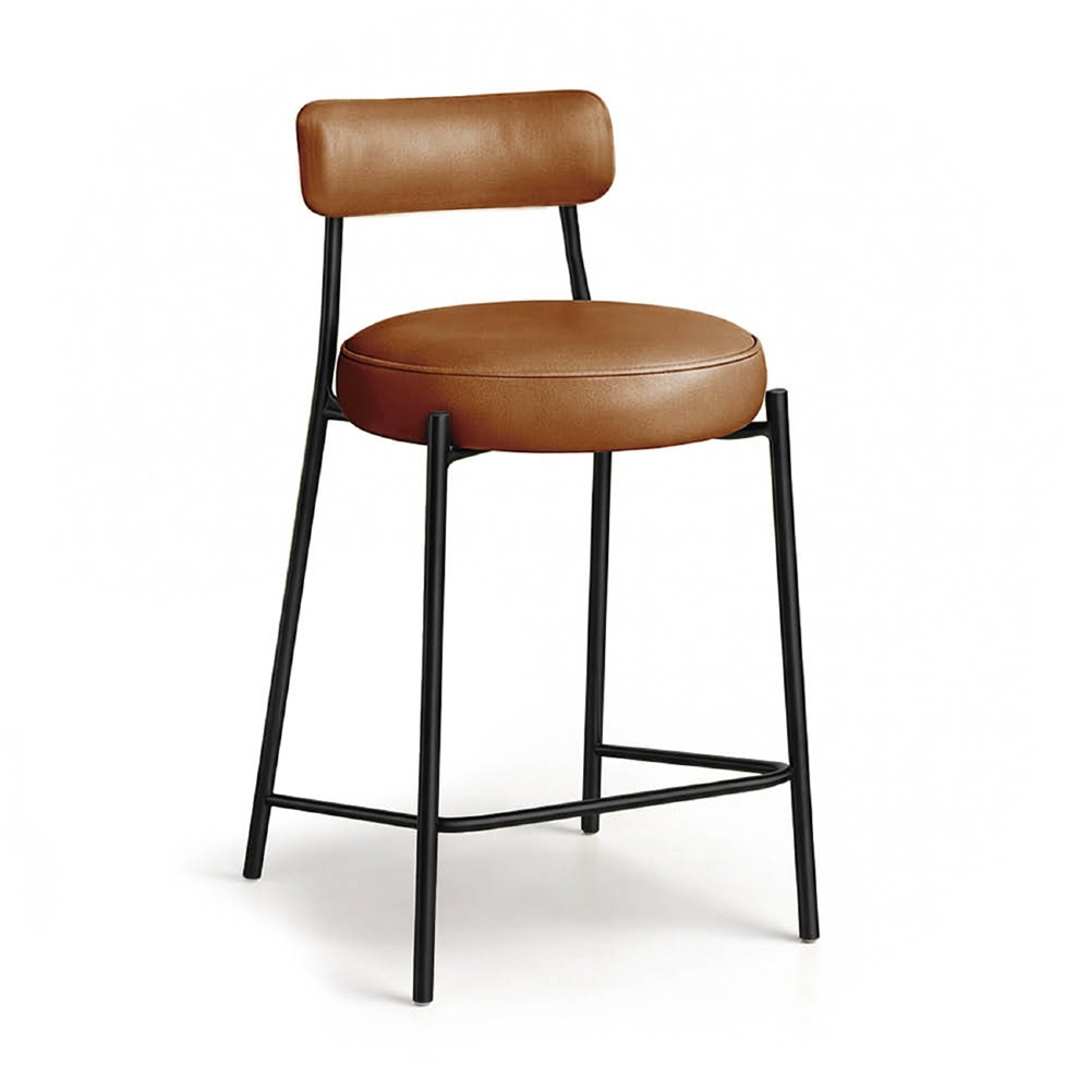 Banqueta Cozinha Média Estofada Kit 3 Torino Sintético Whisky/Preto I01 - Mpozenato