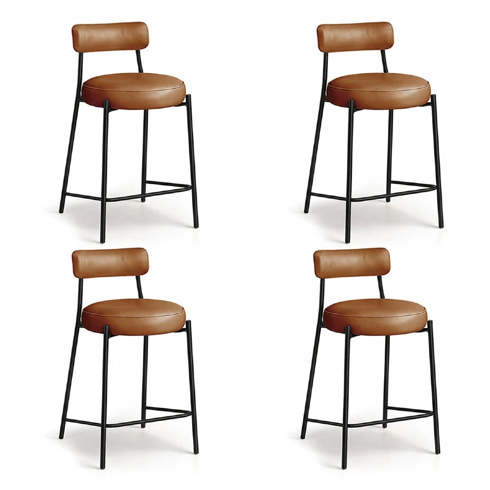 Banqueta Cozinha Alta Estofada Kit 4 Torino Sintético Whisky/Preto I01 - Mpozenato