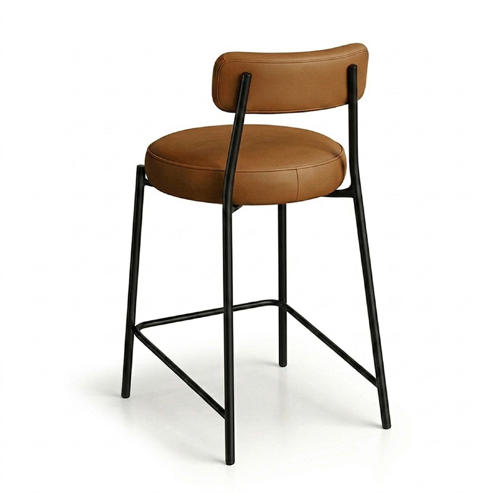Banqueta Cozinha Alta Estofada Kit 4 Torino Sintético Whisky/Preto I01 - Mpozenato