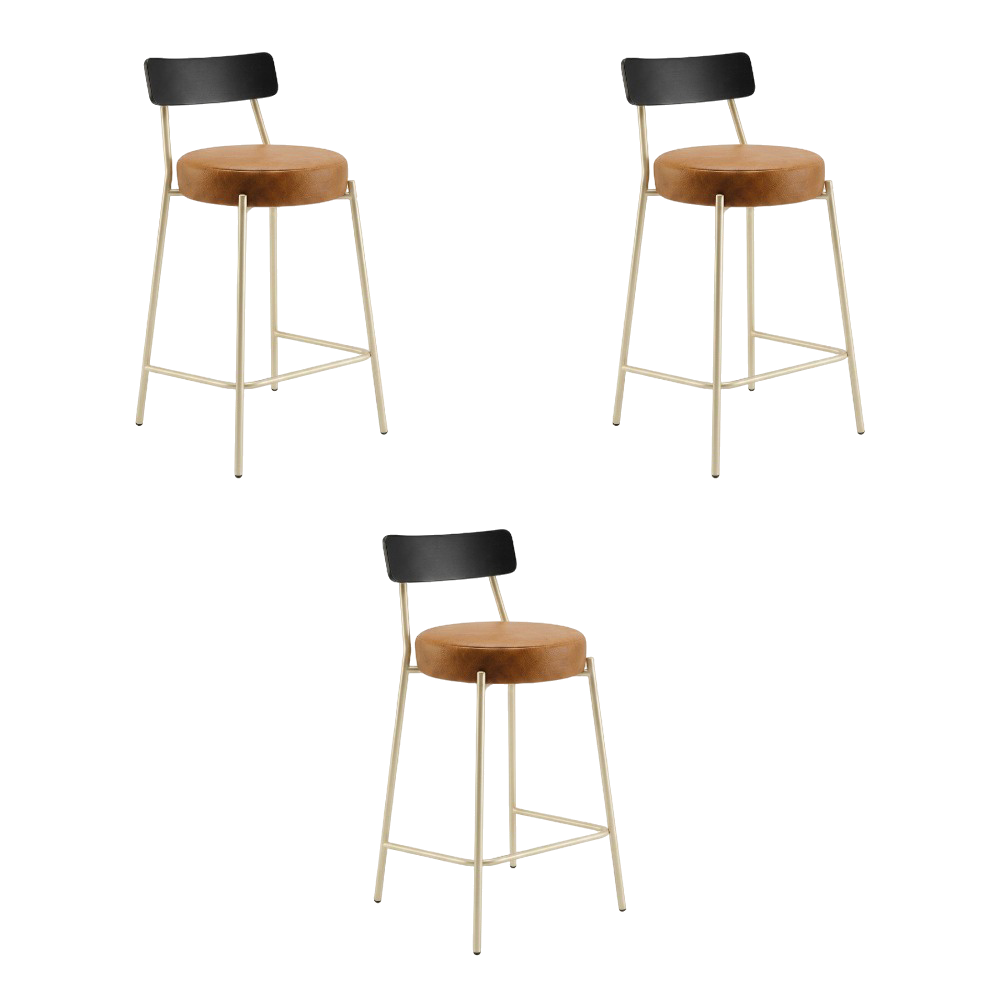 Banqueta Cozinha Alta Kit 3 Modena Sintético Whisky/Preto/Chp I01 - Mpozenato