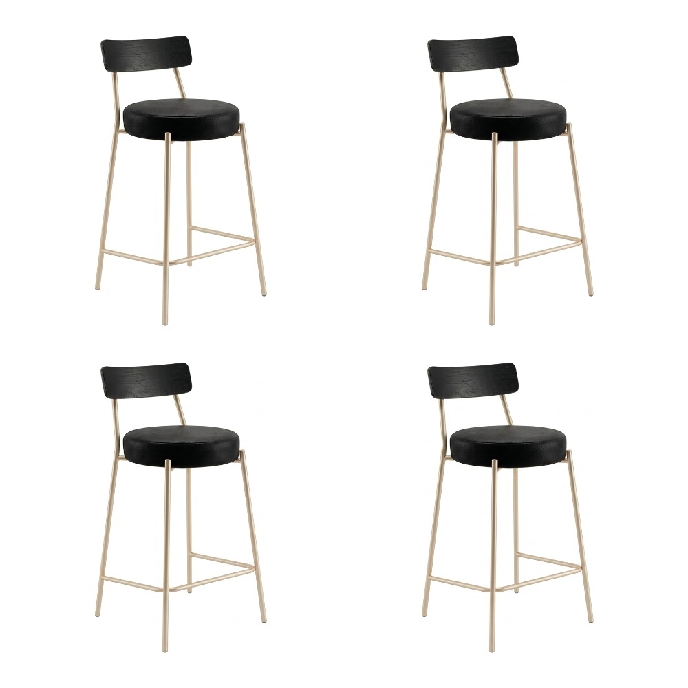 Banqueta Cozinha Alta Kit 4 Modena Sintético Preto/Preto/Chp I01 - Mpozenato