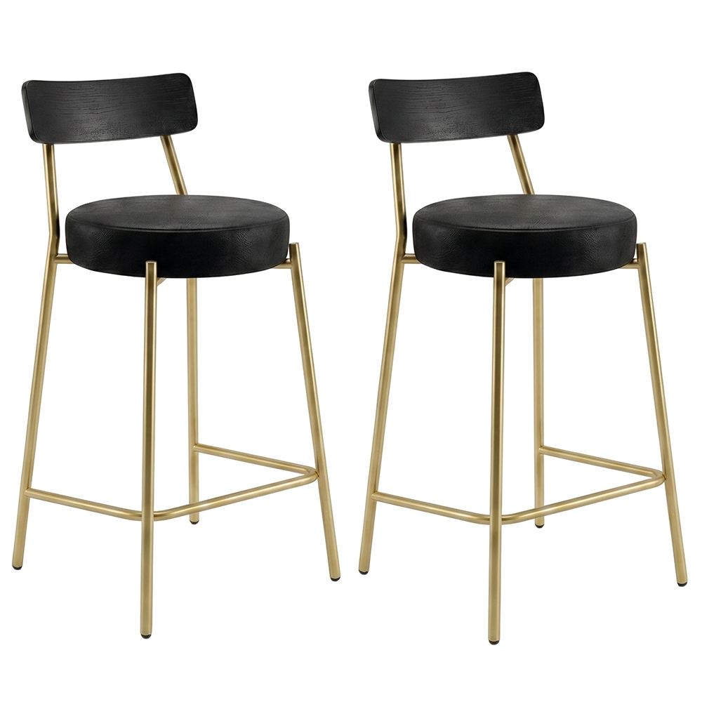 Banqueta Cozinha Alta Kit 2 Modena Sintético Preto/Preto/Dr I01 - Mpozenato