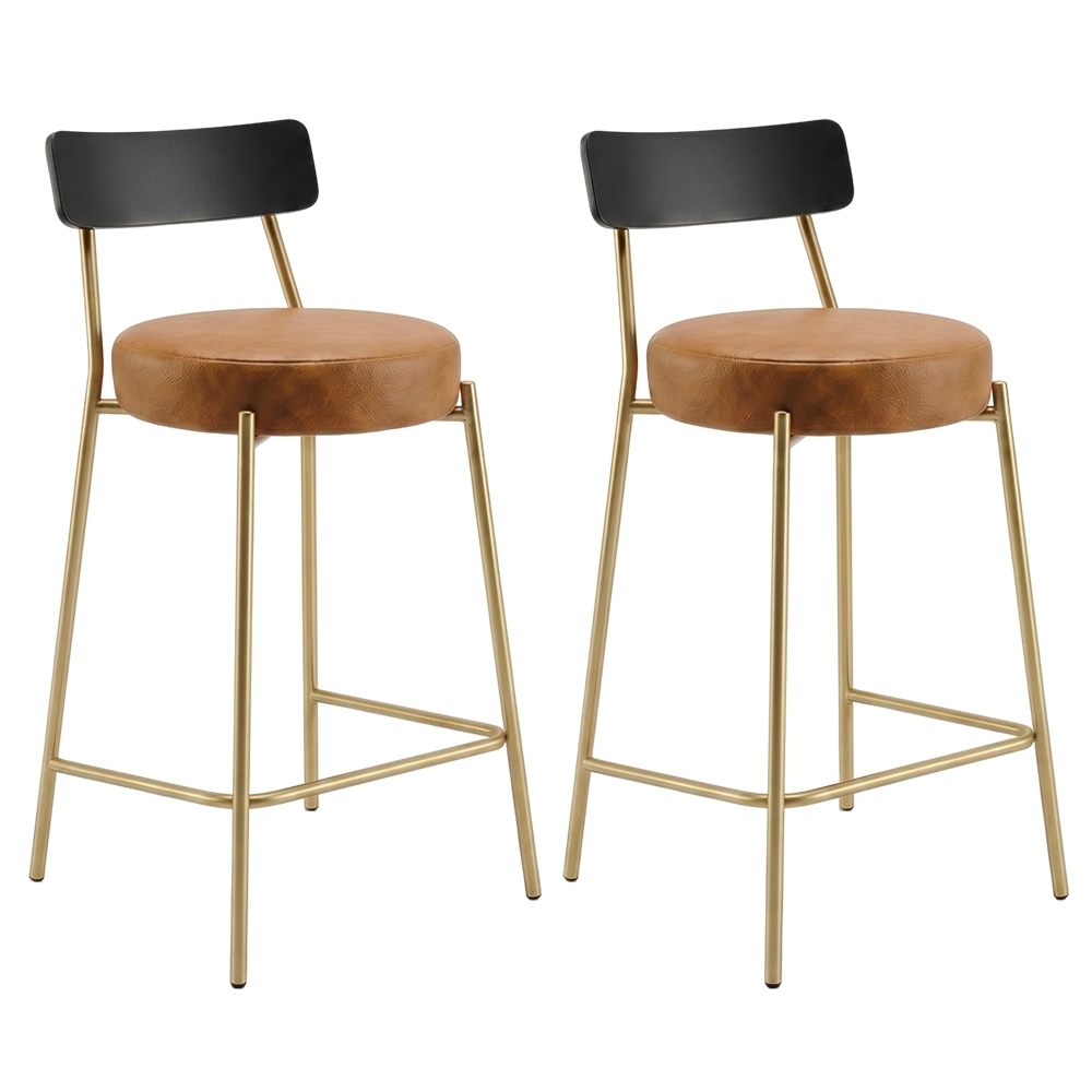 Banqueta Cozinha Alta Kit 2 Modena Sintético Whisky/Preto/Dr I01 - Mpozenato