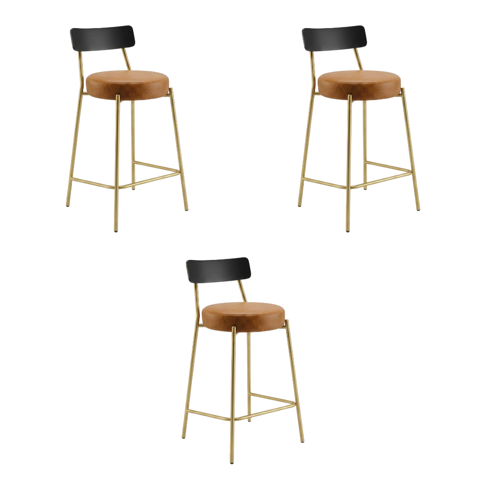 Banqueta Cozinha Alta Kit 3 Modena Sintético Whisky/Preto/Dr I01 - Mpozenato