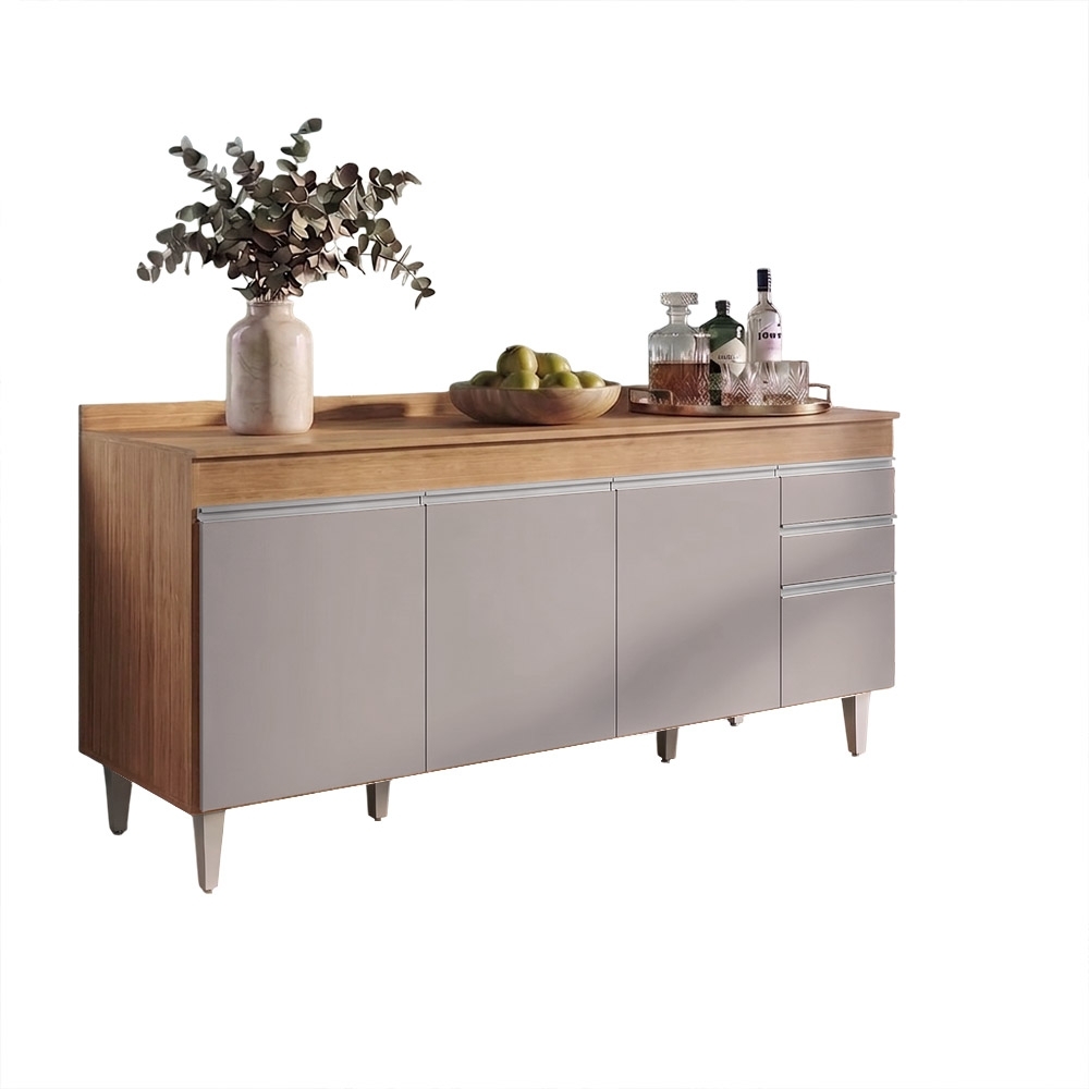 Balcão Gabinete 180cm com Tampo Dallas Castanho/Cinza - Lumil