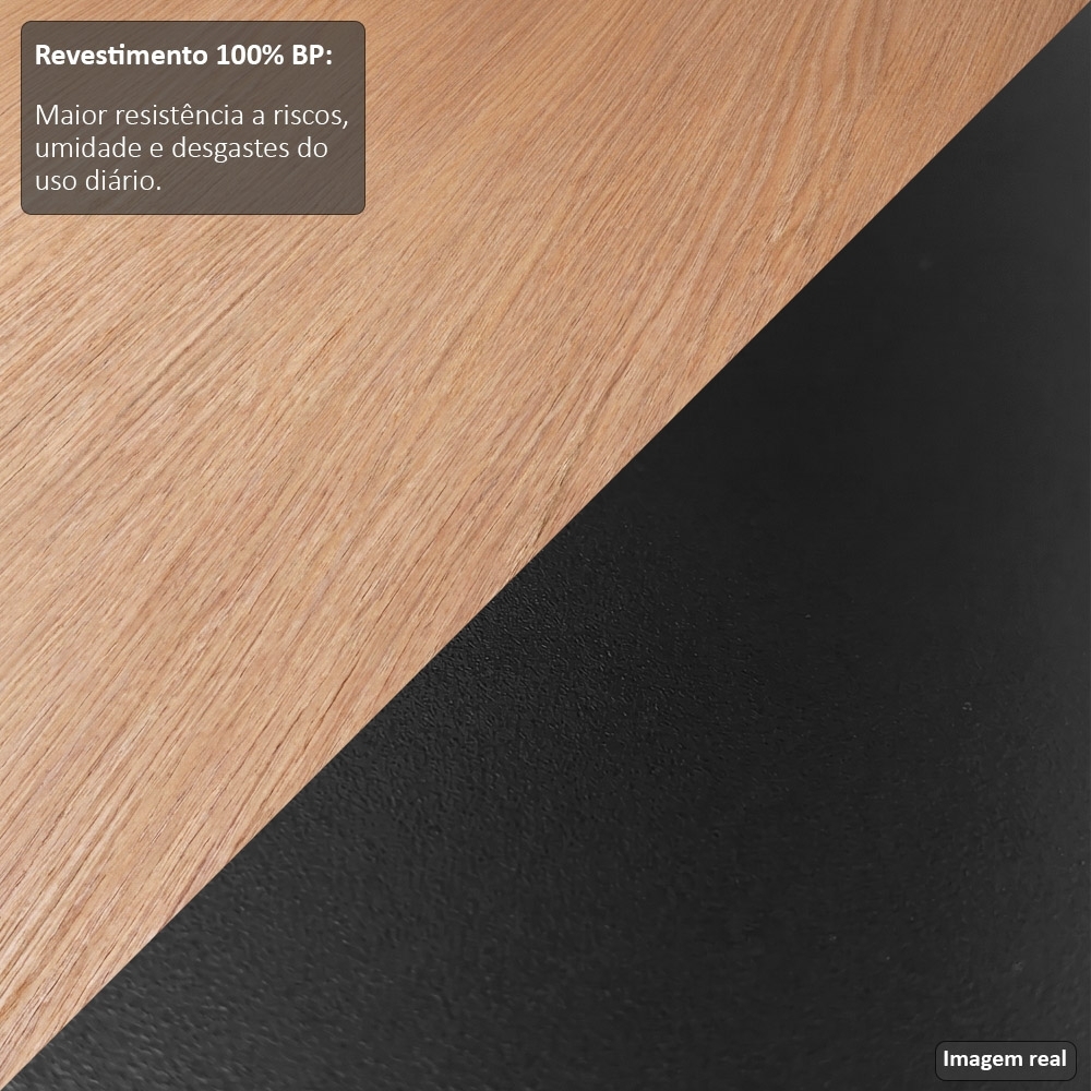 Balcão Gabinete 180cm com Tampo Dallas Castanho/Preto - Lumil