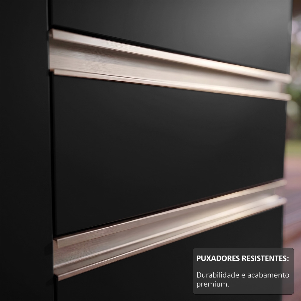 Balcão Gabinete 180cm com Tampo Dallas Castanho/Preto - Lumil