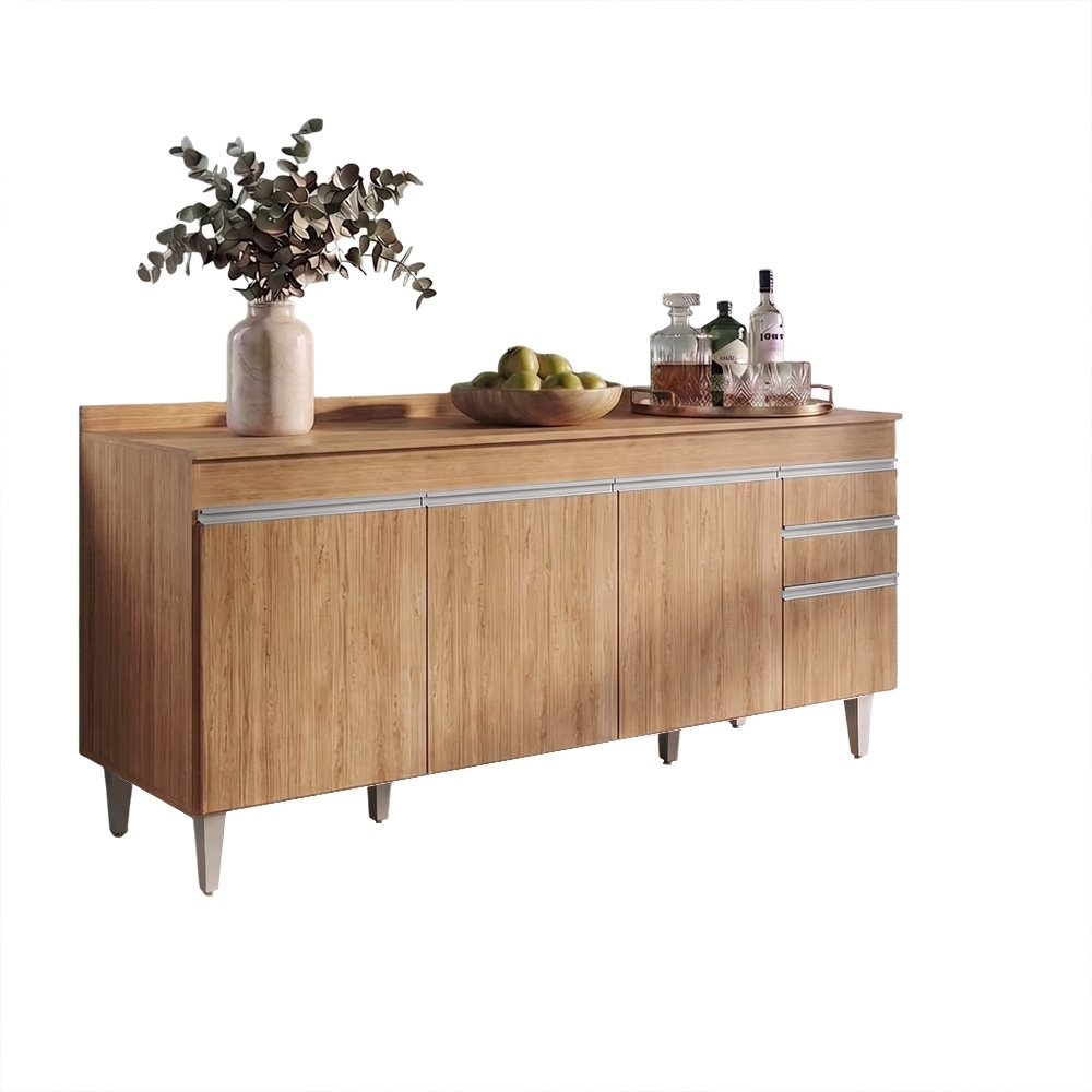 Balcão de Cozinha Para Pia Com Tampo 180cm Dallas Castanho  - Lumil