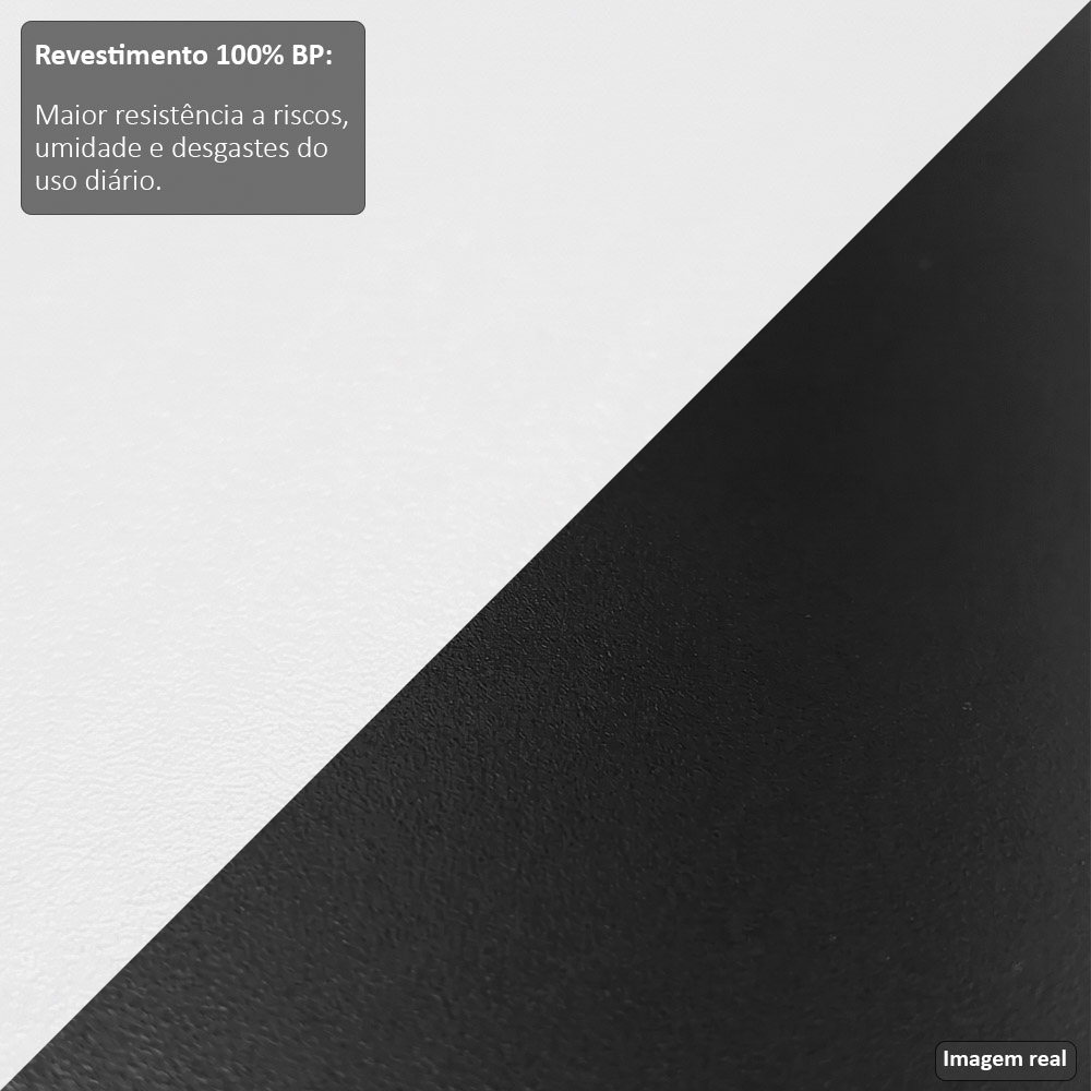 Balcão Gabinete 180cm com Tampo Dallas Branco/Preto - Lumil