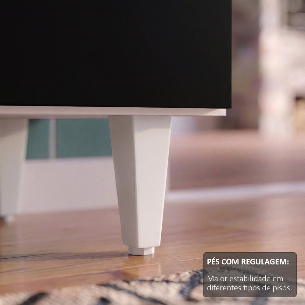 Balcão Gabinete 180cm com Tampo Dallas Branco/Preto - Lumil