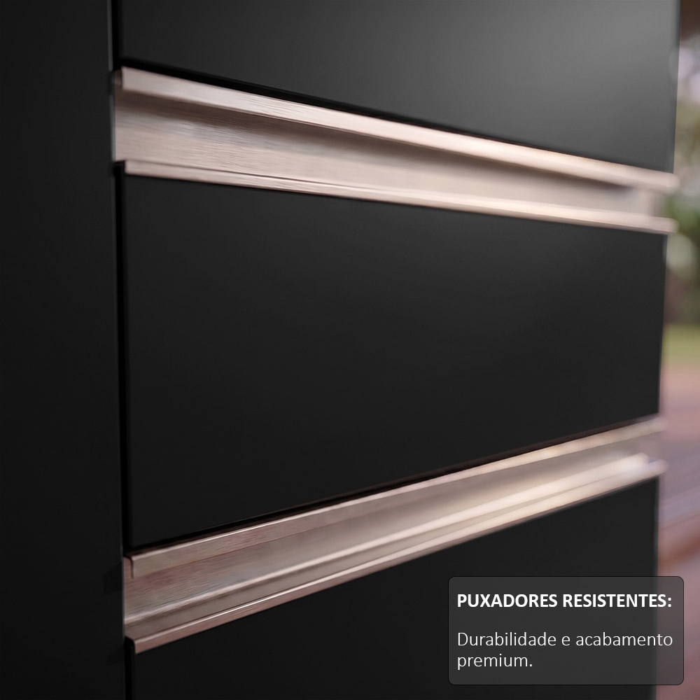 Balcão Gabinete 180cm com Tampo Dallas Branco/Preto - Lumil