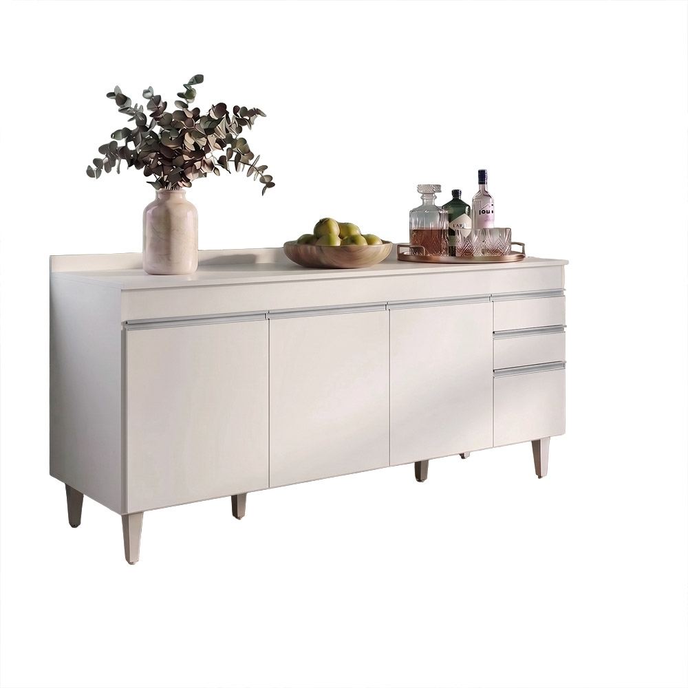 Balcão Gabinete 180cm com Tampo Dallas Branco - Lumil