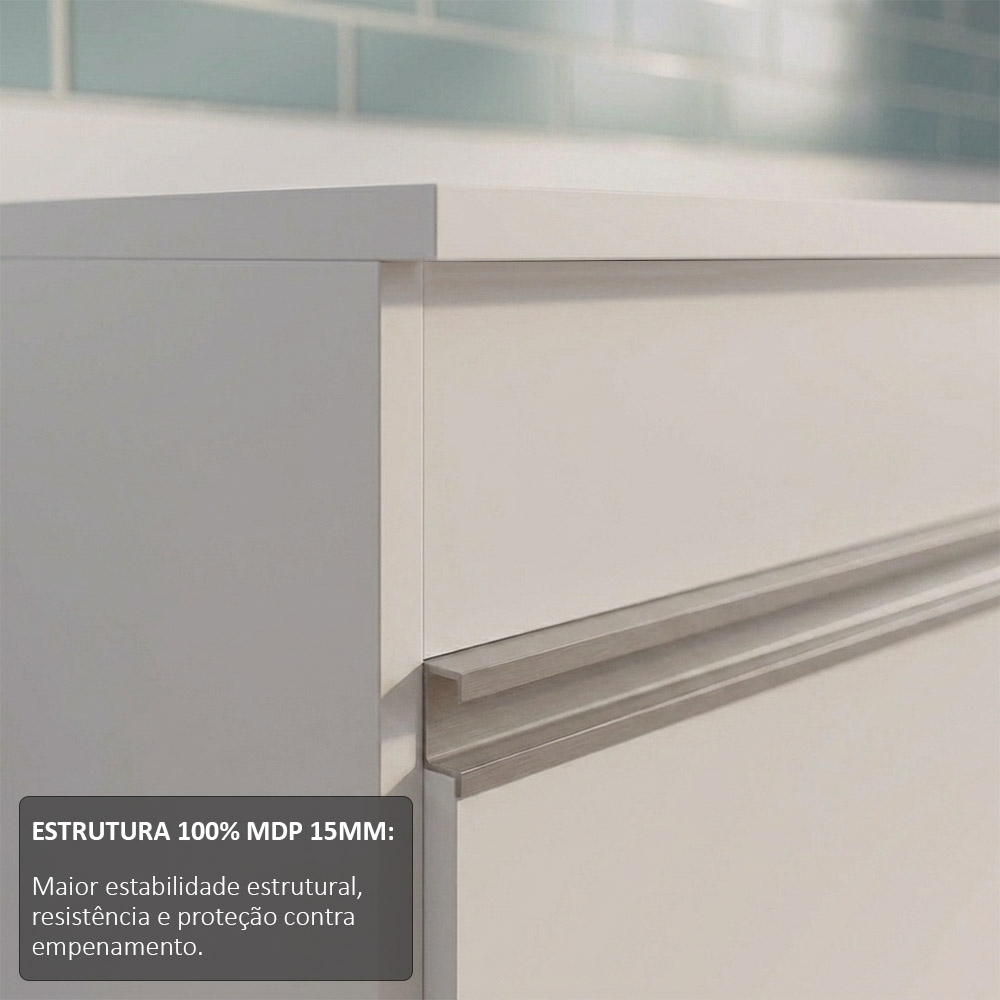 Balcão Gabinete 180cm com Tampo Dallas Branco - Lumil