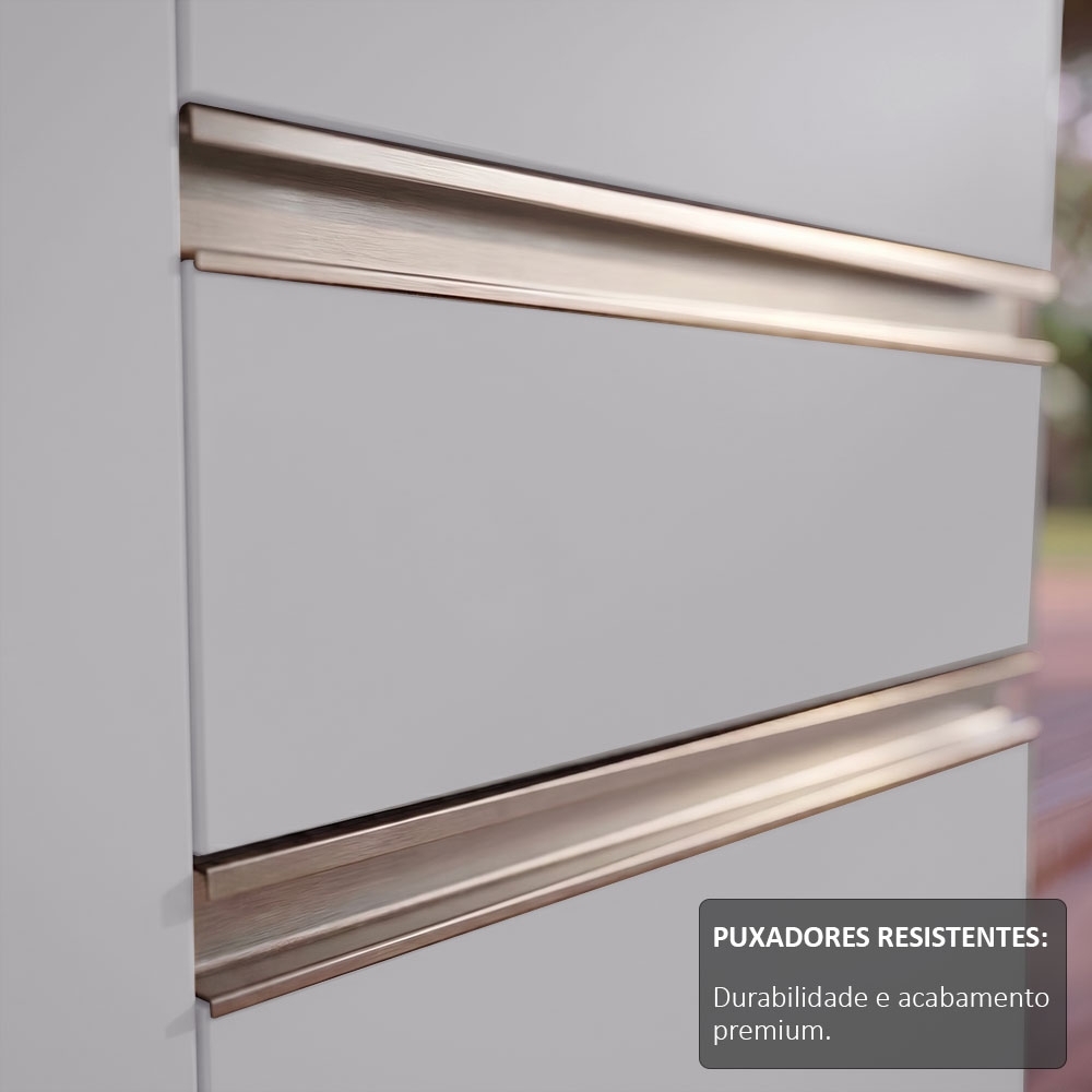 Balcão de Cozinha Para Pia 180cm com Tampo 4 Portas Dallas Cinza Claro/Castanho - Lumil