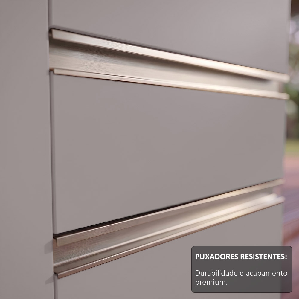 Balcão de Cozinha Para Pia Com Tampo 180cm Dallas Cinza     - Lumil
