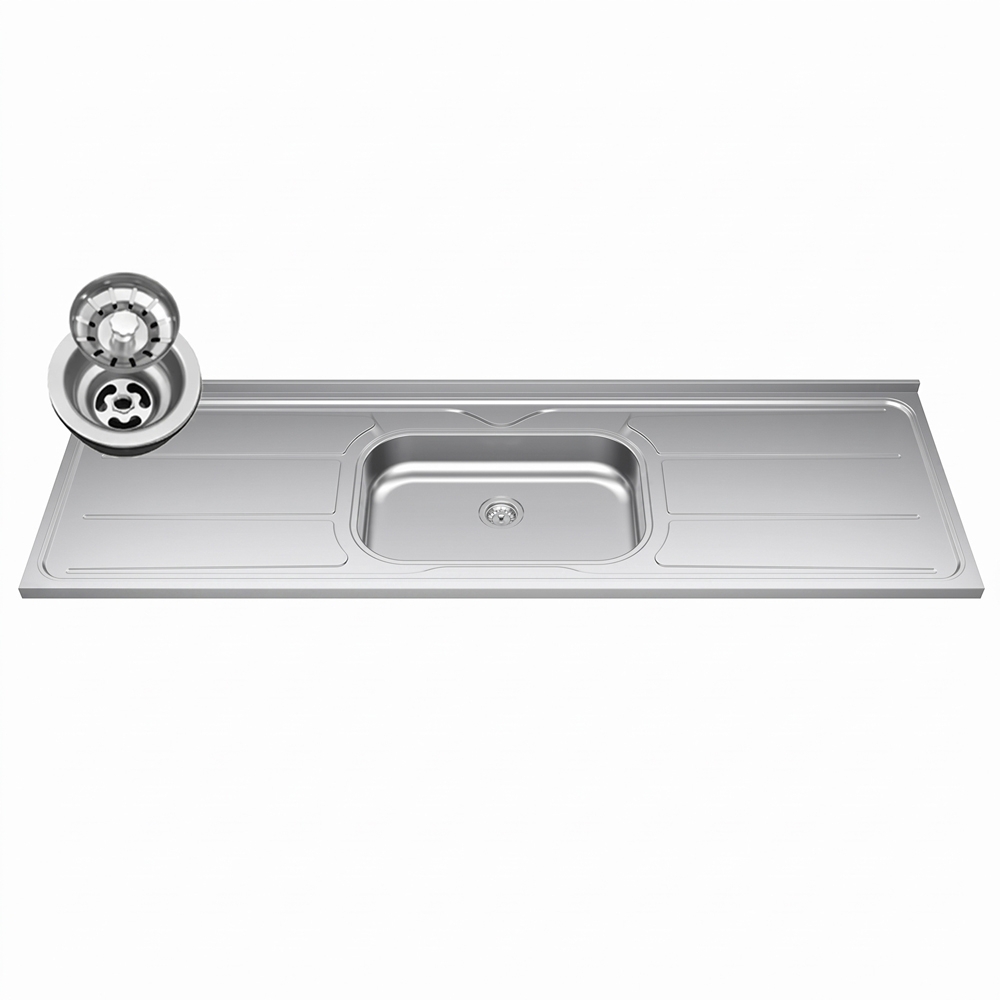 Balcão de Cozinha Com Pia Inox 180cm Dallas Castanho        - Lumil