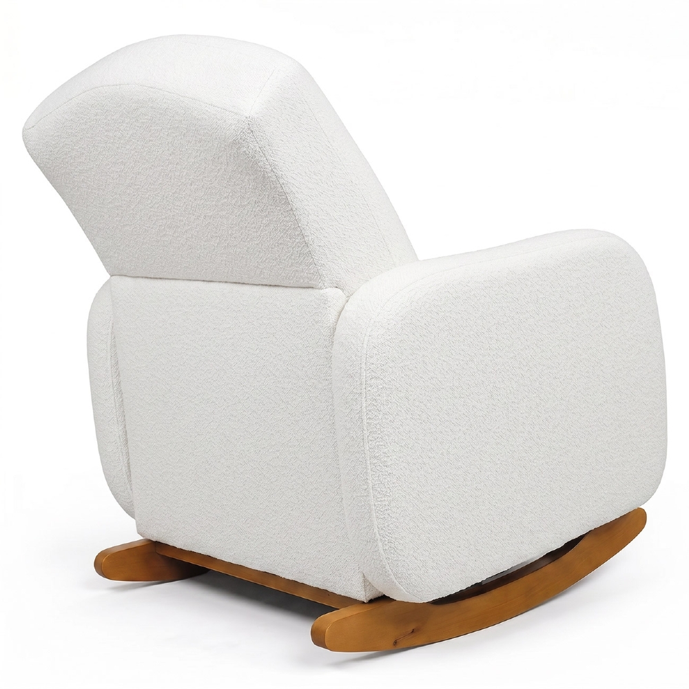 Poltrona Amamentação Balanço e Puff Serena Boucle Off White I01 - Mpozenato