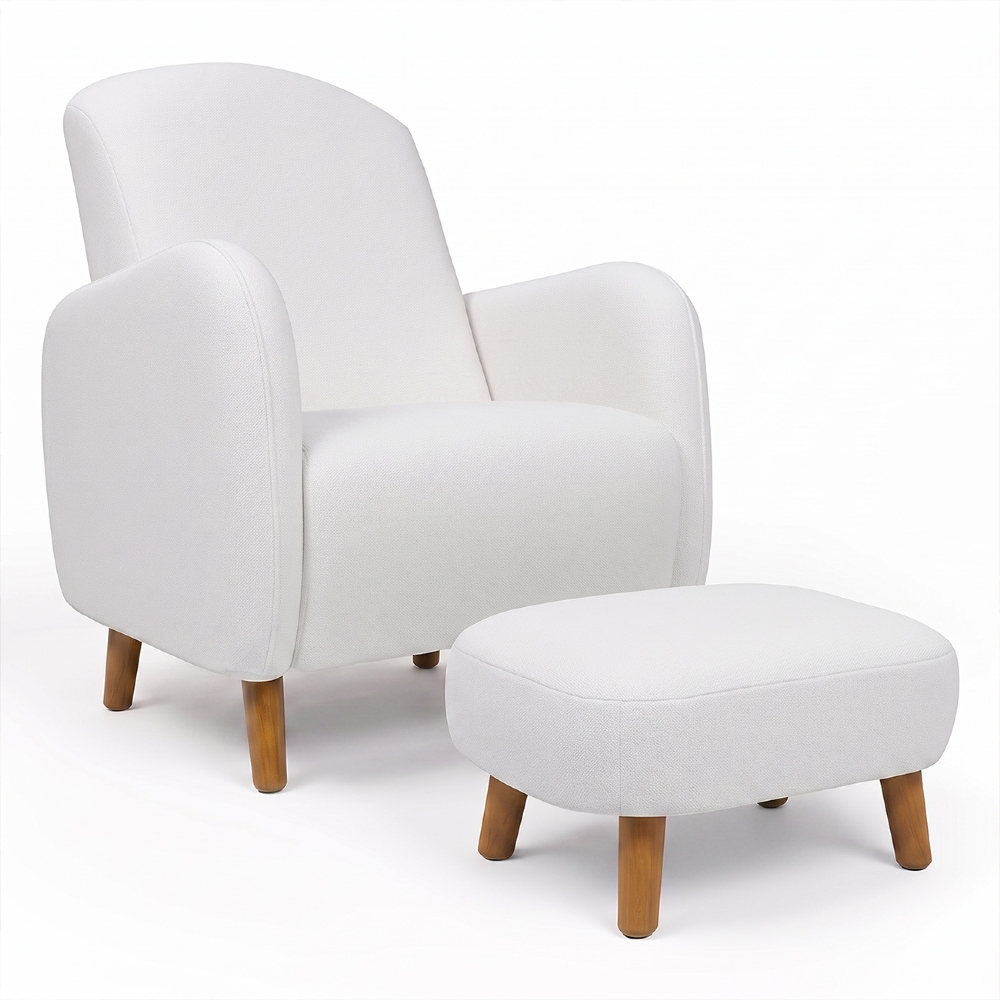 Poltrona de Amamentação e Puff Serena Boucle Off White I01 - Mpozenato