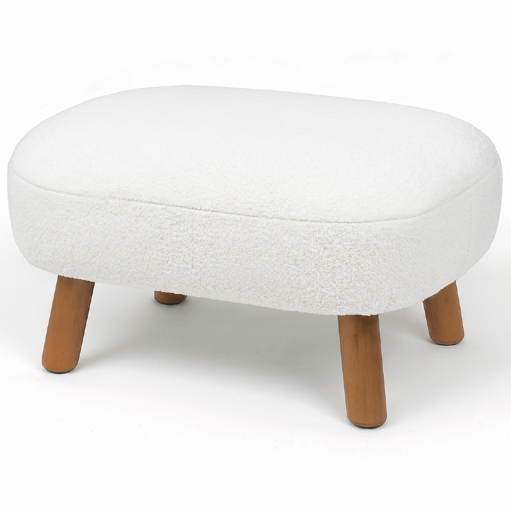 Poltrona de Amamentação e Puff Serena Boucle Off White I01 - Mpozenato