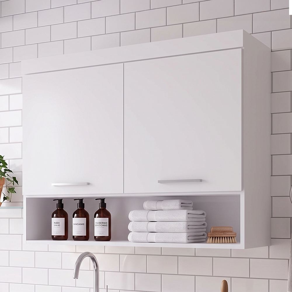 Armário Aéreo Ponte Modulado 97cm Taiga Branco L01 - Mpozenato