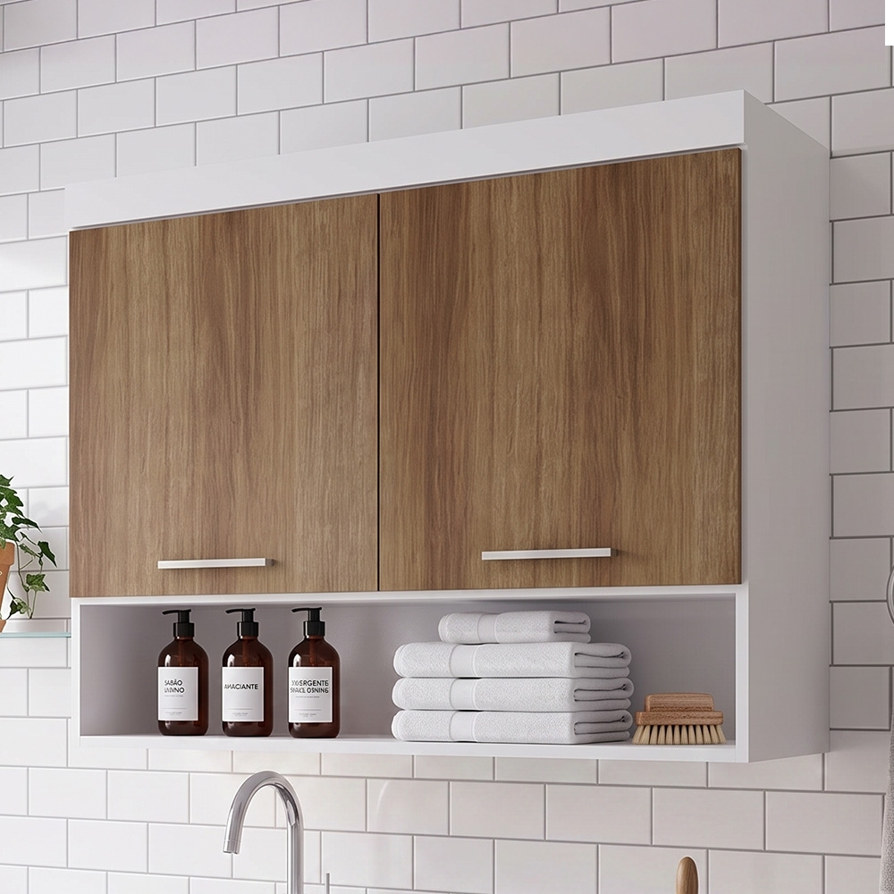 Armário Aéreo Ponte Modulado 97cm Taiga Branco/Avelã L01 - Mpozenato