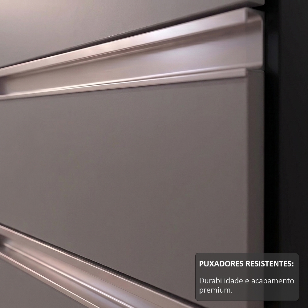 Balcão Gabinete para pia com Tampo 120cm Michigan Pto/Cinza - Lumil
