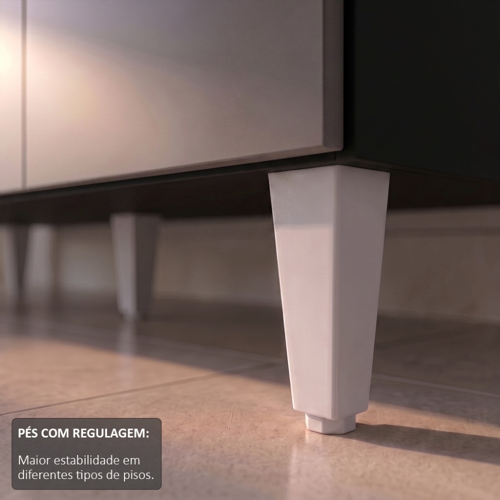Balcão Gabinete para pia com Tampo 120cm Michigan Pto/Cinza - Lumil