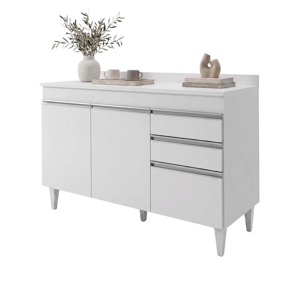 Balcão Gabinete para pia com Tampo 120cm Michigan Branco - Lumil
