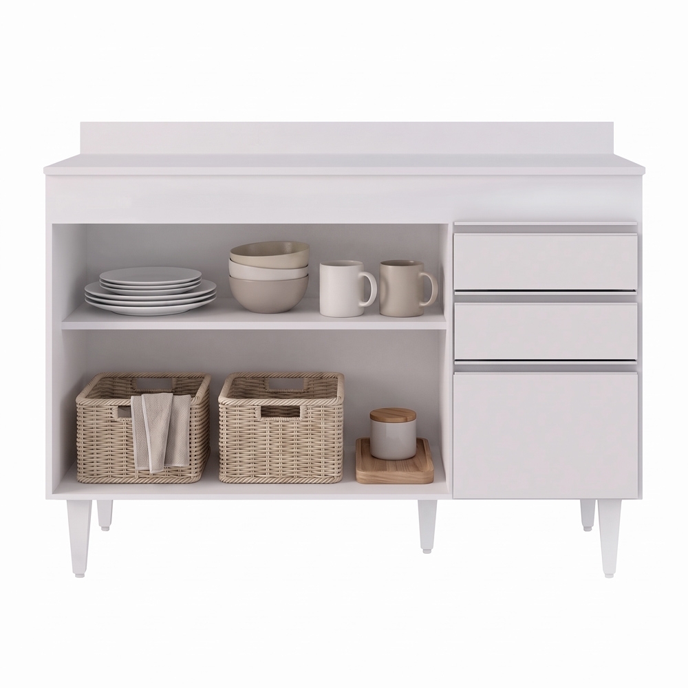 Balcão Gabinete para pia com Tampo 120cm Michigan Branco - Lumil