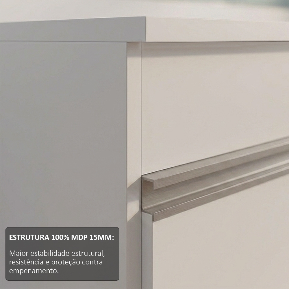 Balcão Gabinete para pia com Tampo 120cm Michigan Branco - Lumil
