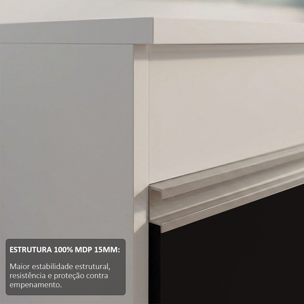 Balcão Gabinete para pia com Tampo 120cm Michigan Branco/Pto - Lumil