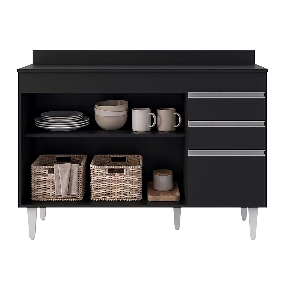 Balcão Gabinete para pia com Tampo 120cm Michigan Preto - Lumil