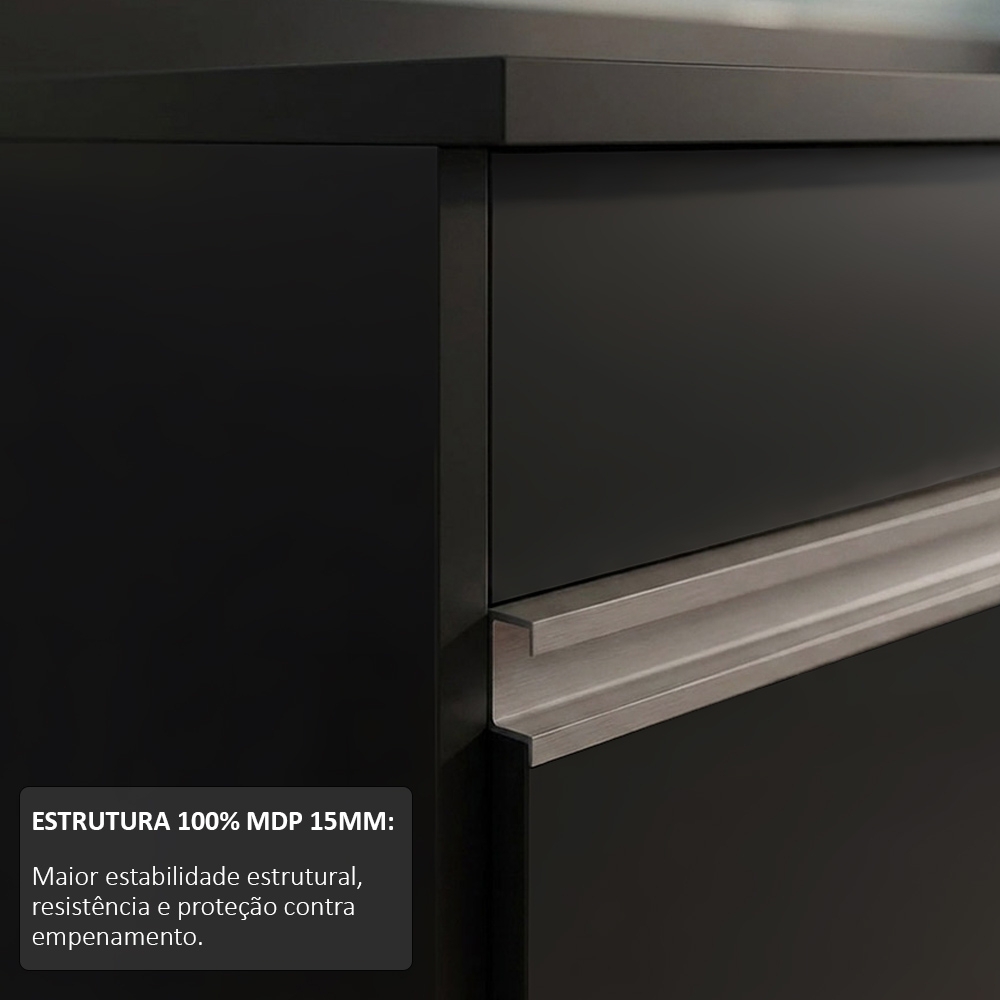 Balcão Gabinete para pia com Tampo 120cm Michigan Preto - Lumil