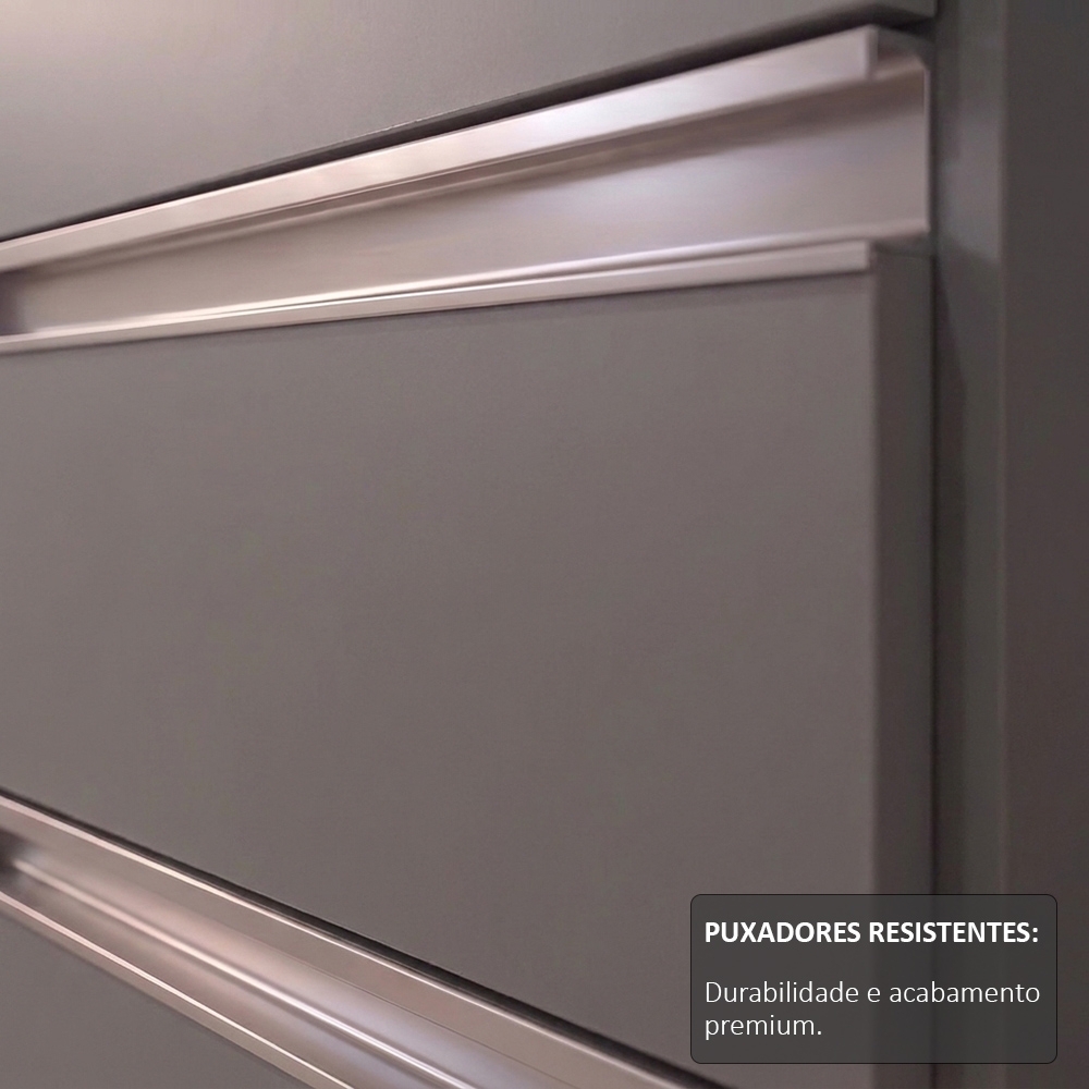 Balcão de Cozinha Para Pia Com Tampo 120cm Michigan Cinza   - Lumil