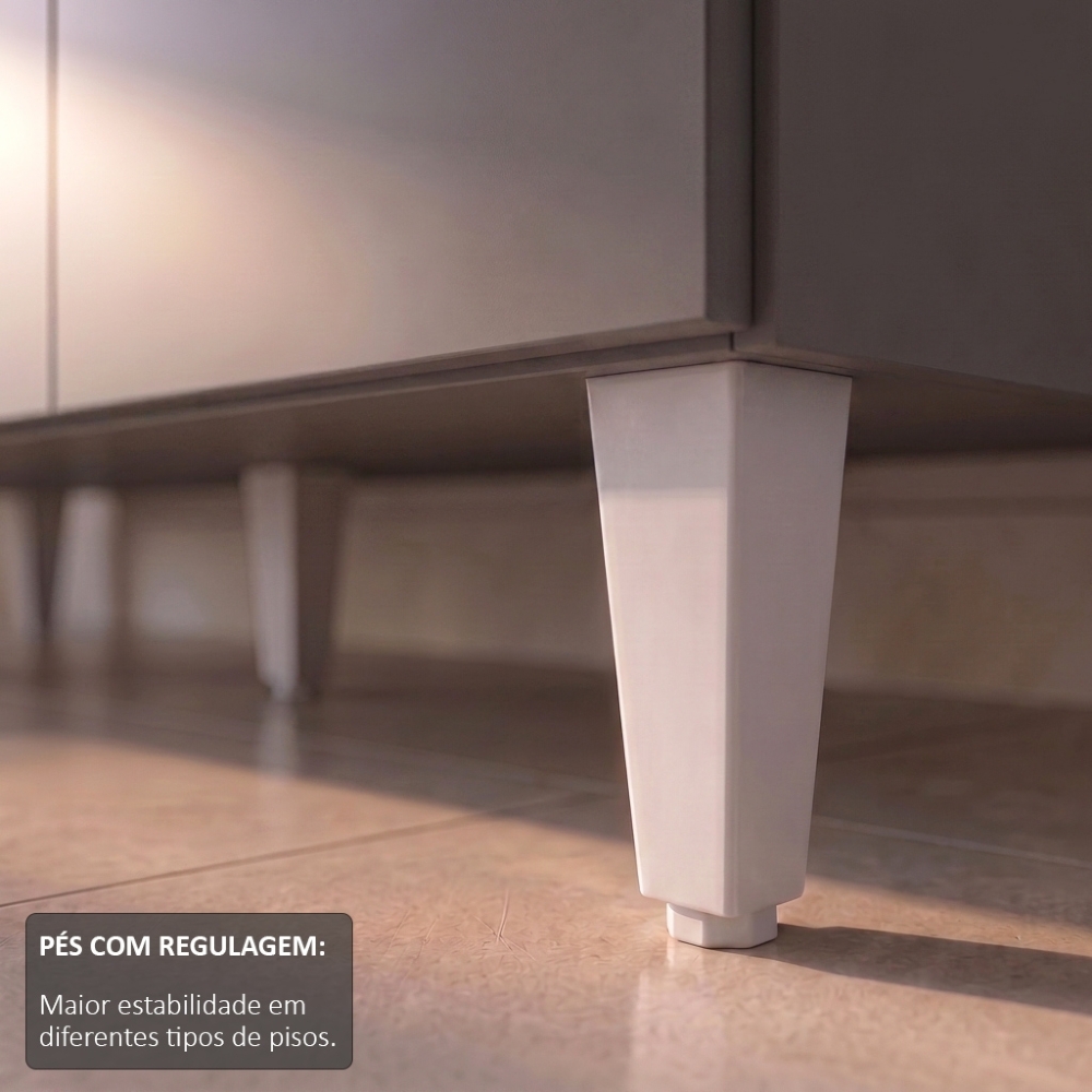 Balcão de Cozinha Para Pia Com Tampo 120cm Michigan Cinza   - Lumil