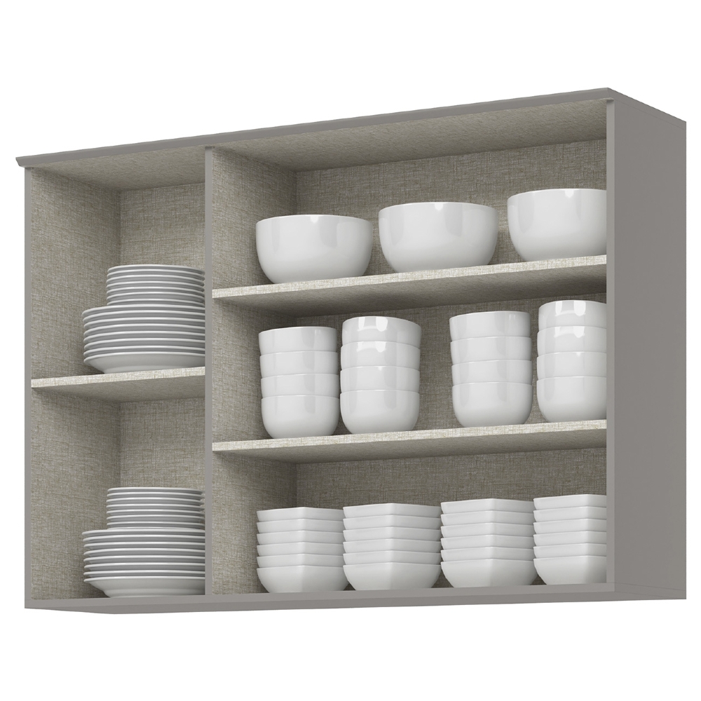 Armário de Cozinha Aéreo 120cm 3 Portas Americana Cinza - Henn