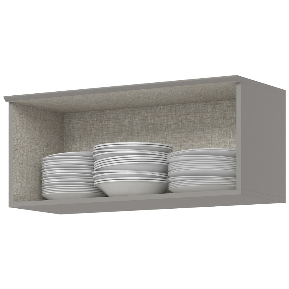 Armário de Cozinha Aéreo 80cm 1 Porta Americana Cinza - Henn