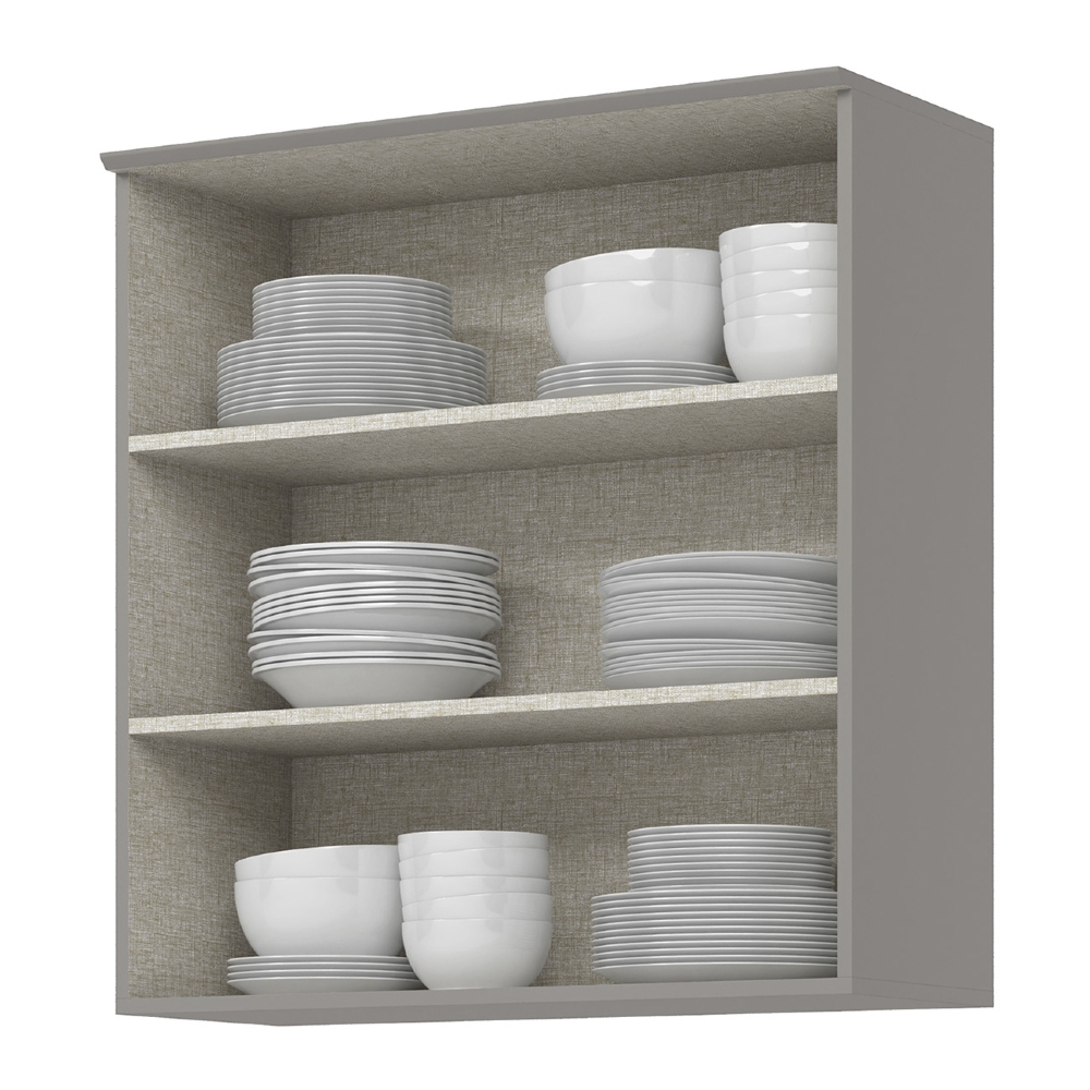 Armário de Cozinha Aéreo 80cm 2 Portas Americana Cinza - Henn