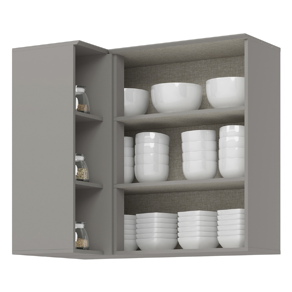 Armário de Cozinha Aéreo Canto Reto 95cm Americana Cinza - Henn 