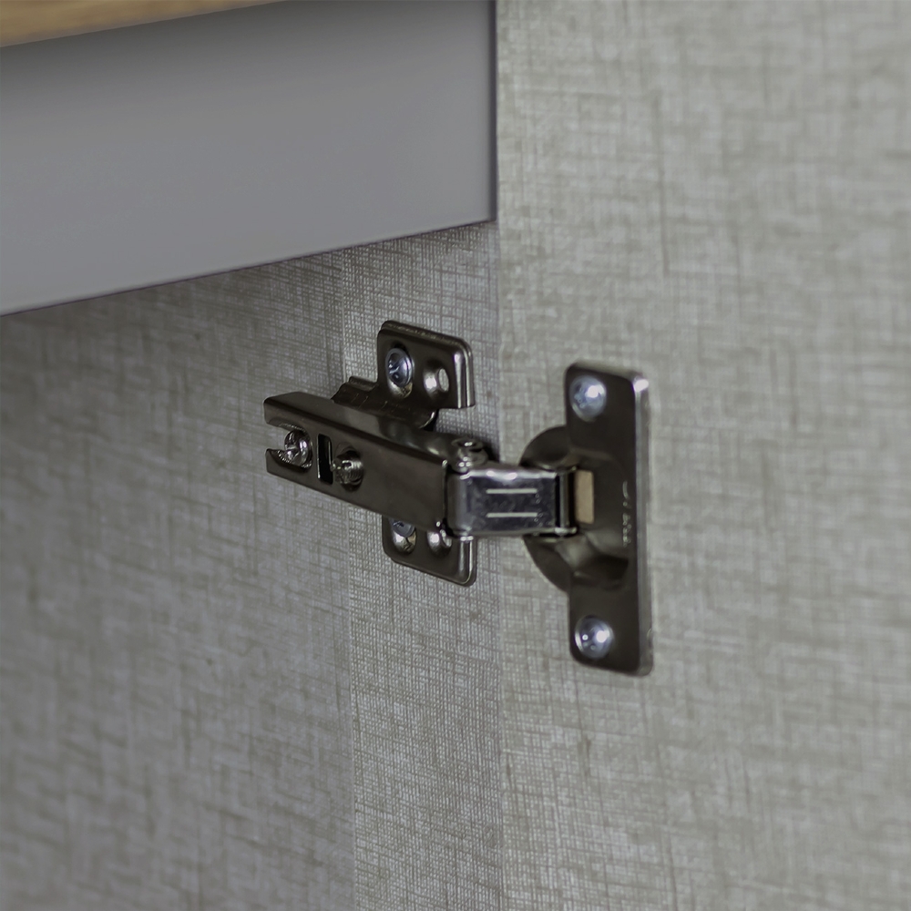 Armário de Cozinha Aéreo 120cm 3 Portas Vidro Americana Cinza - Henn