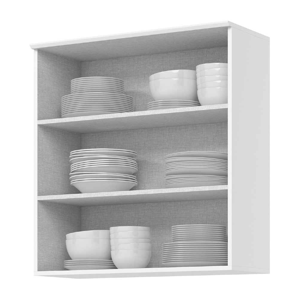 Armário de Cozinha Aéreo 80cm 2 Portas Vidro Americana Branco - Henn