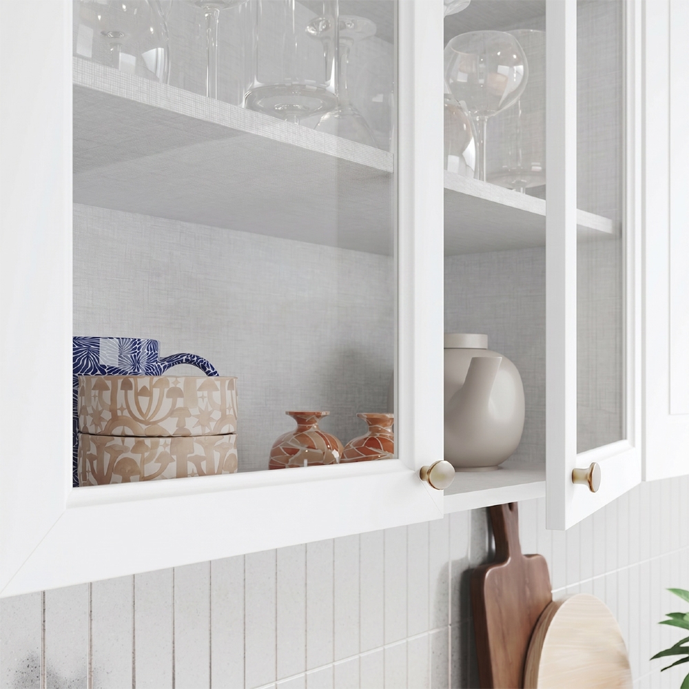 Armário de Cozinha Aéreo 80cm 2 Portas Vidro Americana Branco - Henn
