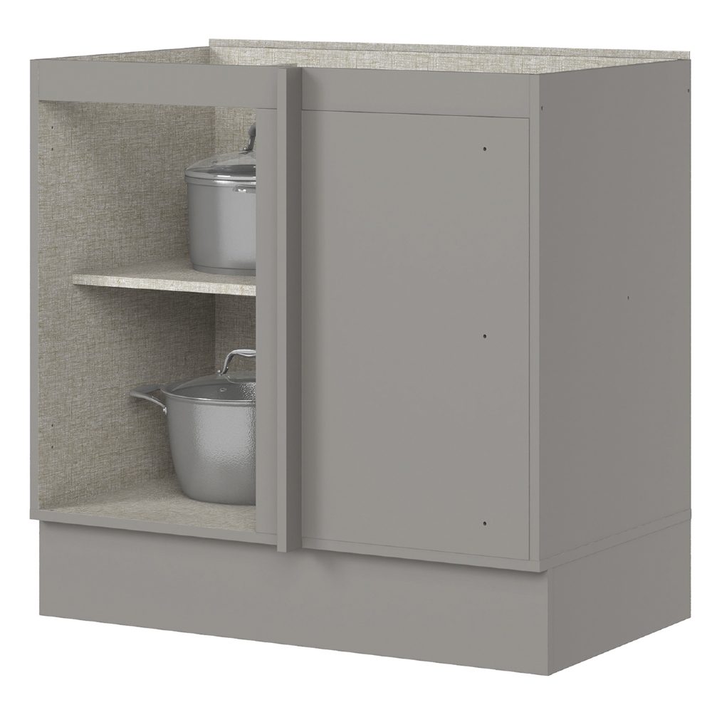 Balcão de Cozinha Canto Reto 84cm Sem Tampo Americana Cinza - Henn