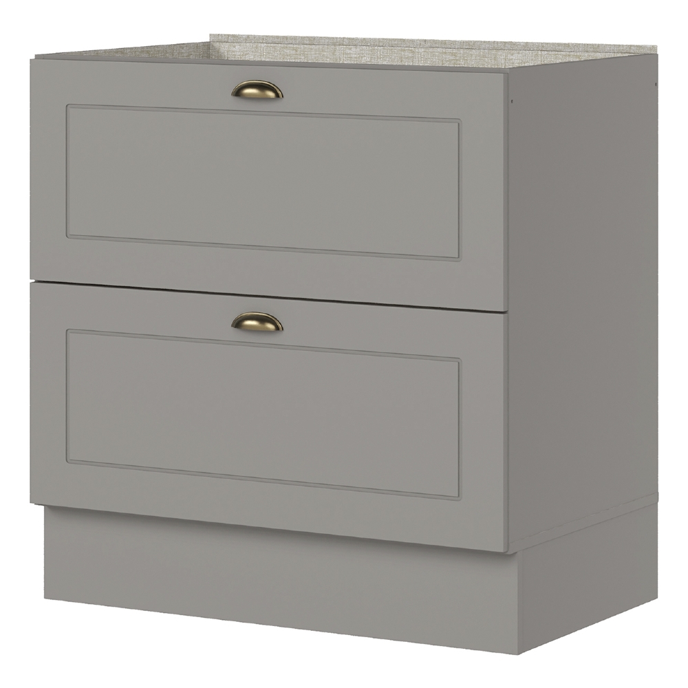 Balcão de Cozinha 80cm 2 Gavetas Sem Tampo Americana Cinza - Henn