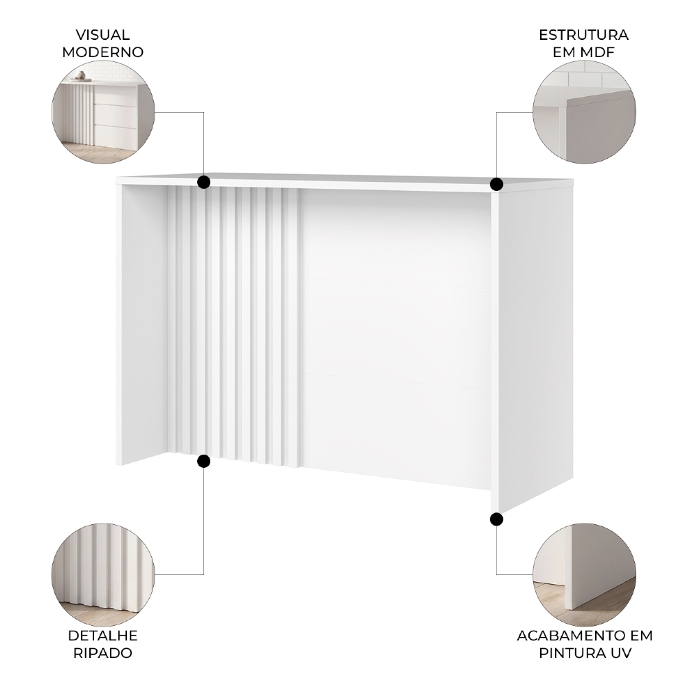 Bancada Para Cozinha Ilha 146cm Gourmet Americana Branco - Henn