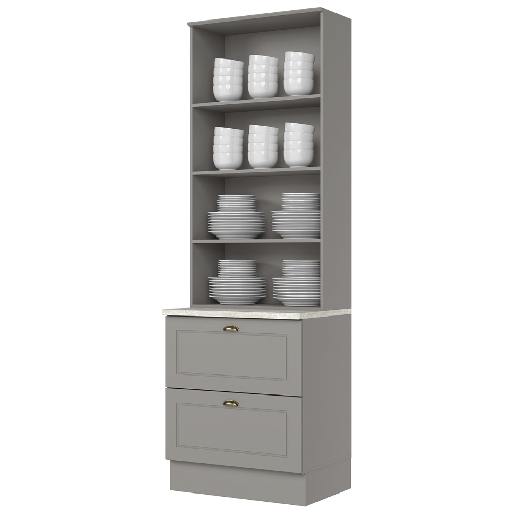 Cristaleira 72cm 2 Portas Vidro Americana Cinza - Henn