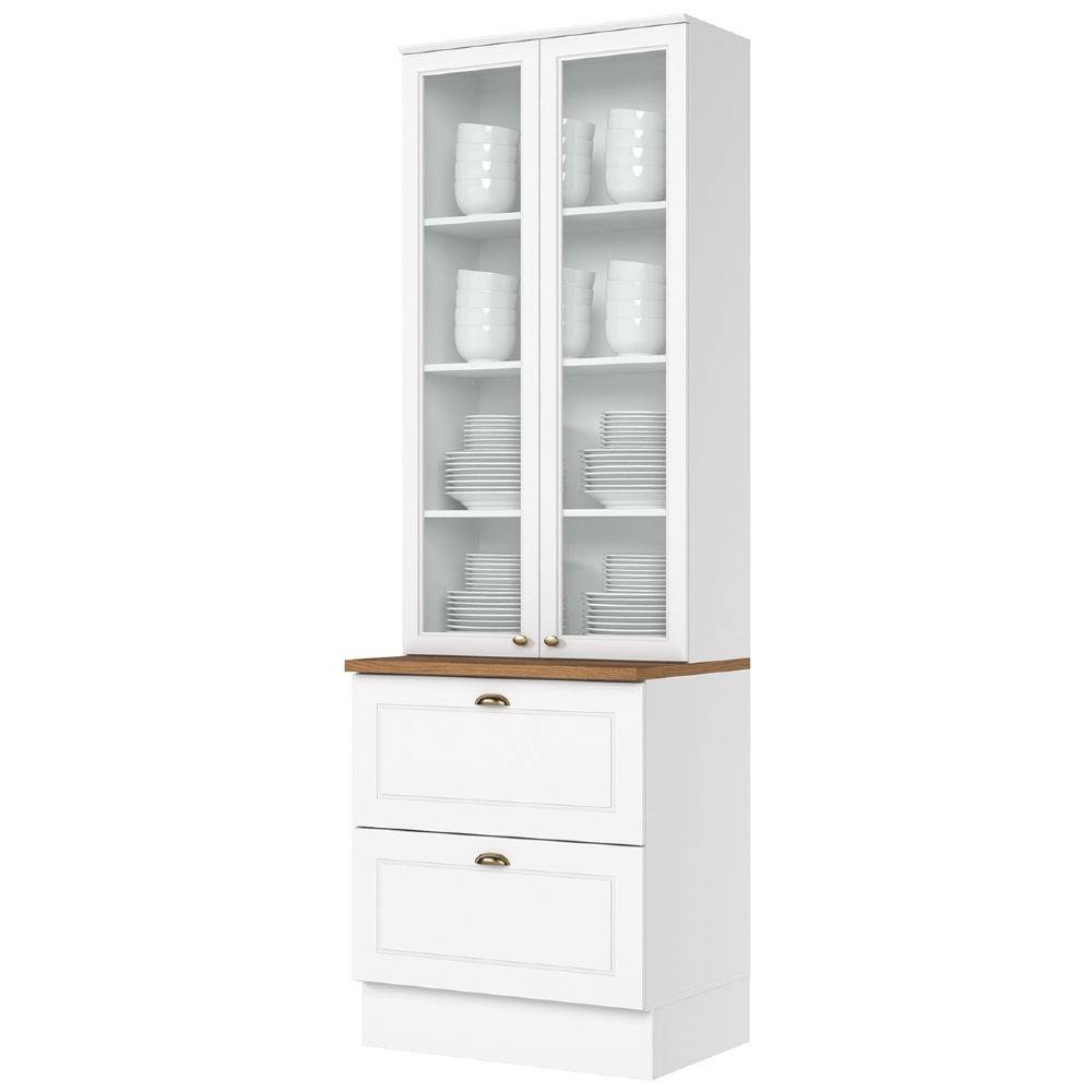 Cristaleira 72cm 2 Portas Vidro Americana Branco/Nature - Henn