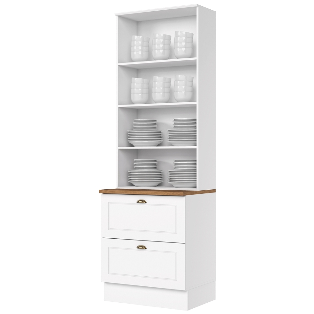 Cristaleira 72cm 2 Portas Vidro Americana Branco/Nature - Henn